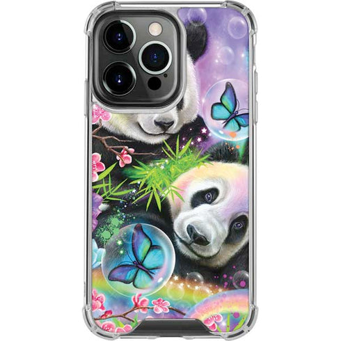 Rainbow Pandas with Butterflies by Sheena Pike iPhone 15 Pro Clear Case